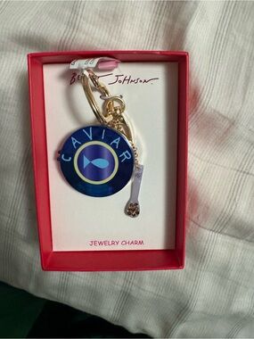NWT Betsey Johnson Blue Caviar Pendant Keychain Jewelry Charm
